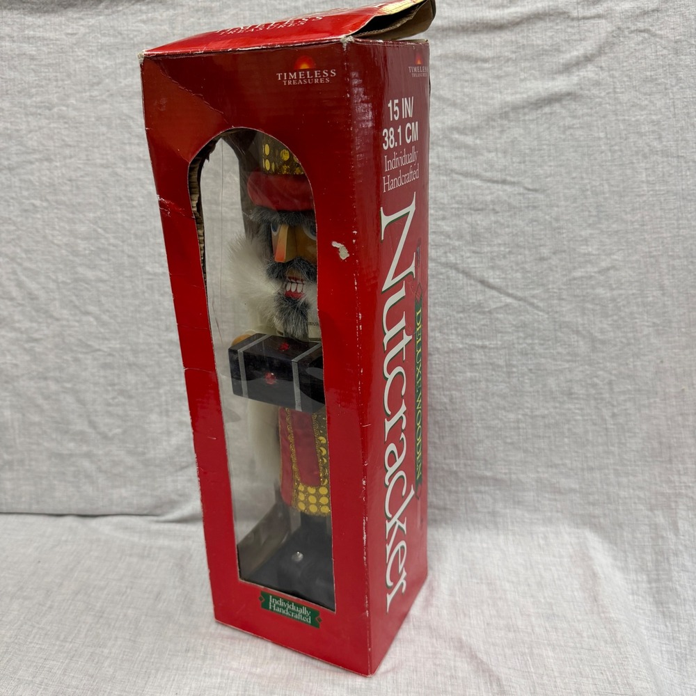 Timeless Treasures Deluxe Wooden Nutcracker 15 Inch Traditional Red Gold RA15A